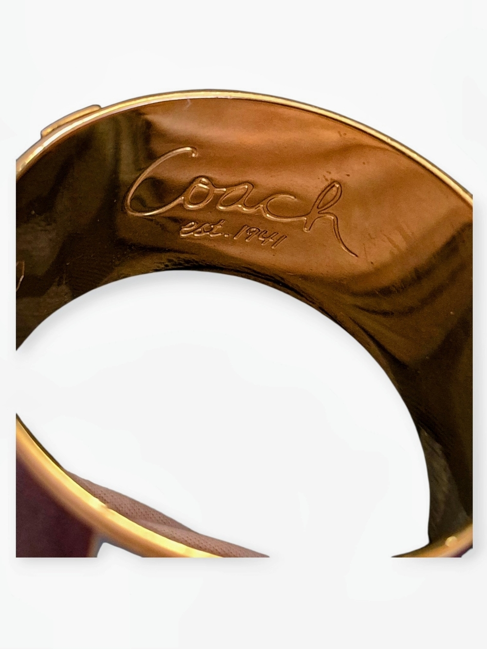 Coach 65th Anniversary Legacy Signature Gold Logo Wide Cuff Bracelet - Picture 8 of 9